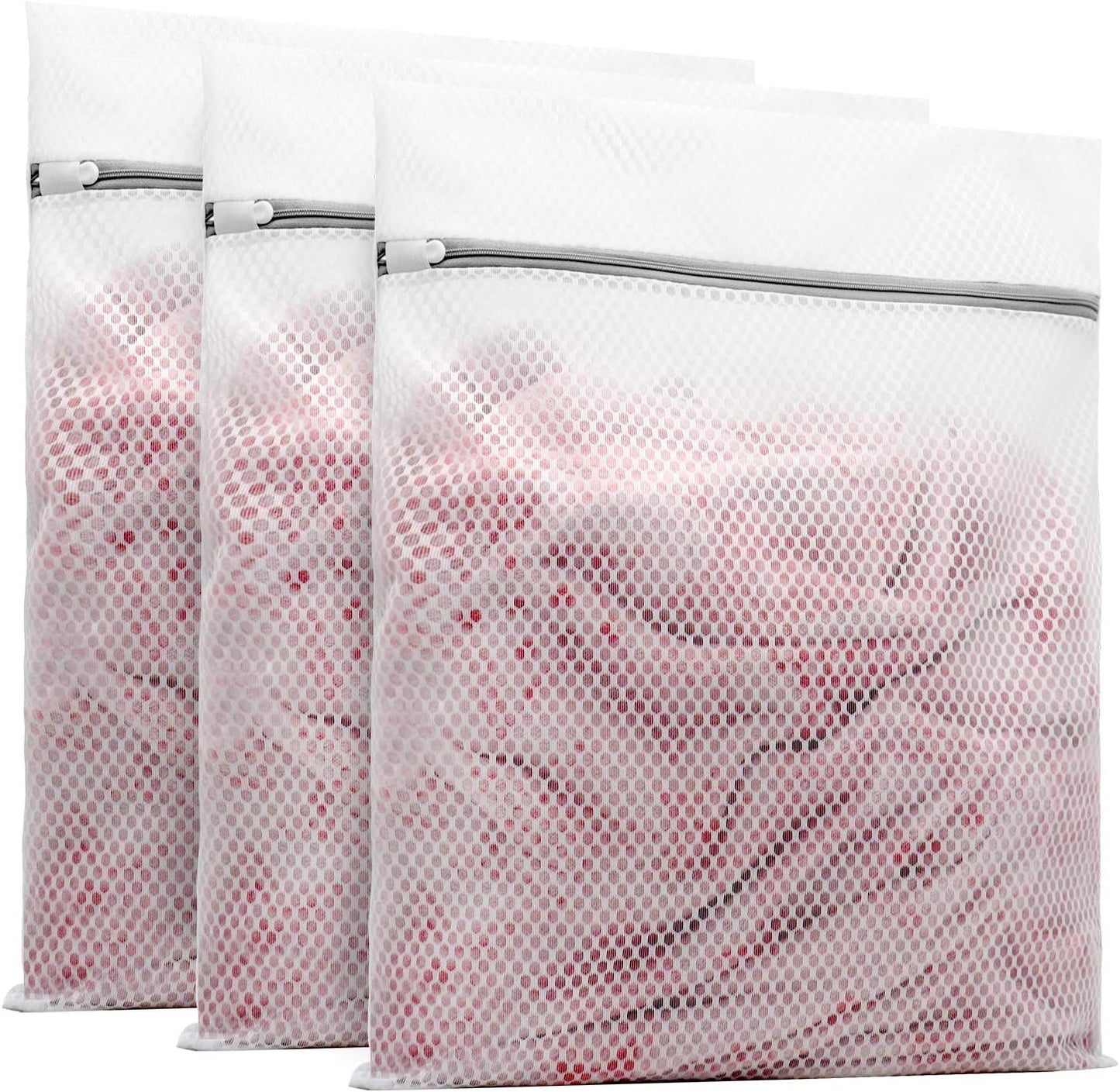 Muchfun 3Pcs Durable Honeycomb Mesh Laundry Bags for Delicates 16x20 Inches | (3 Large)