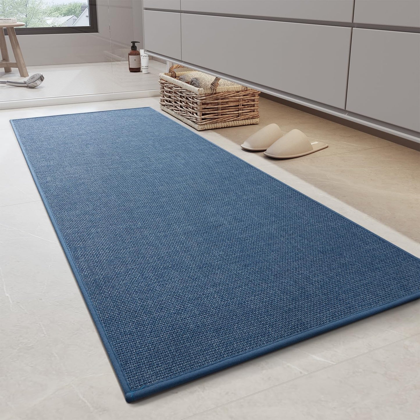 MontVoo Bath Mat Rug-Ultra Thin Non Slip Bath Mats for Bathroom Mat Quick Dry, Rubber Backing Washable Bathroom Rugs Fit Under Door, Absorbent Bath Rugs for Floor,17"x24",Khaki