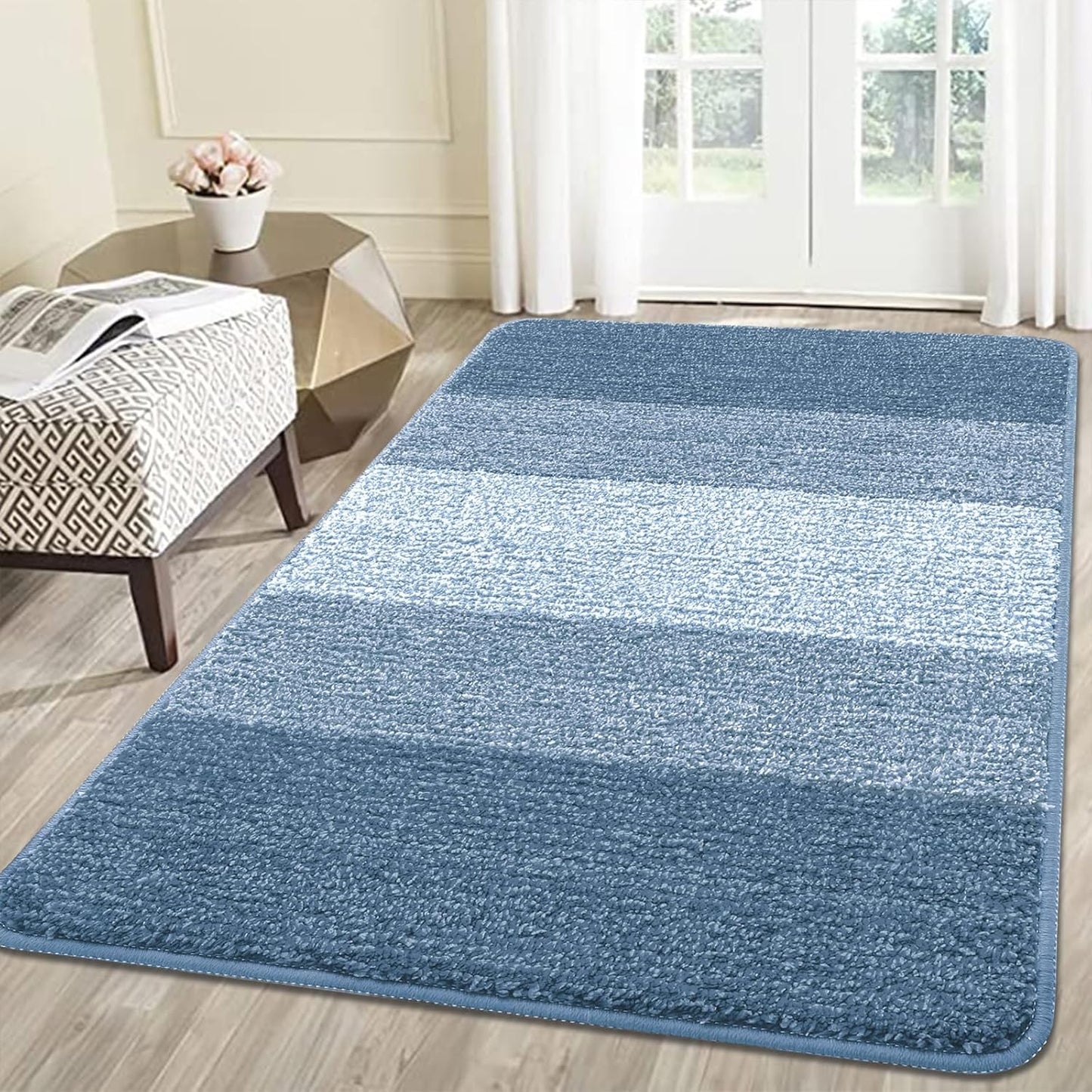 Kitinjoy Indoor Outdoor Door Mat, 32x20 Non-Slip Absorbent Dirt Trapper, Low-Profile Washable Inside Entrance Front Floor Mat, Sturdy Soft Entry Doormats for Entryway, Grey