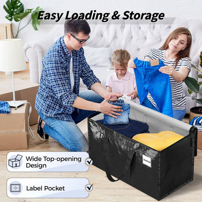 8 Pack Extra Large Heavy Duty Moving Bags, Clear Storage Bins with Lids, Reinforced Handles & Heavy-Duty Zippers Moving Boxes Storage Bags Totes for Clothes Packing, Dorms, College Supplies, Clear