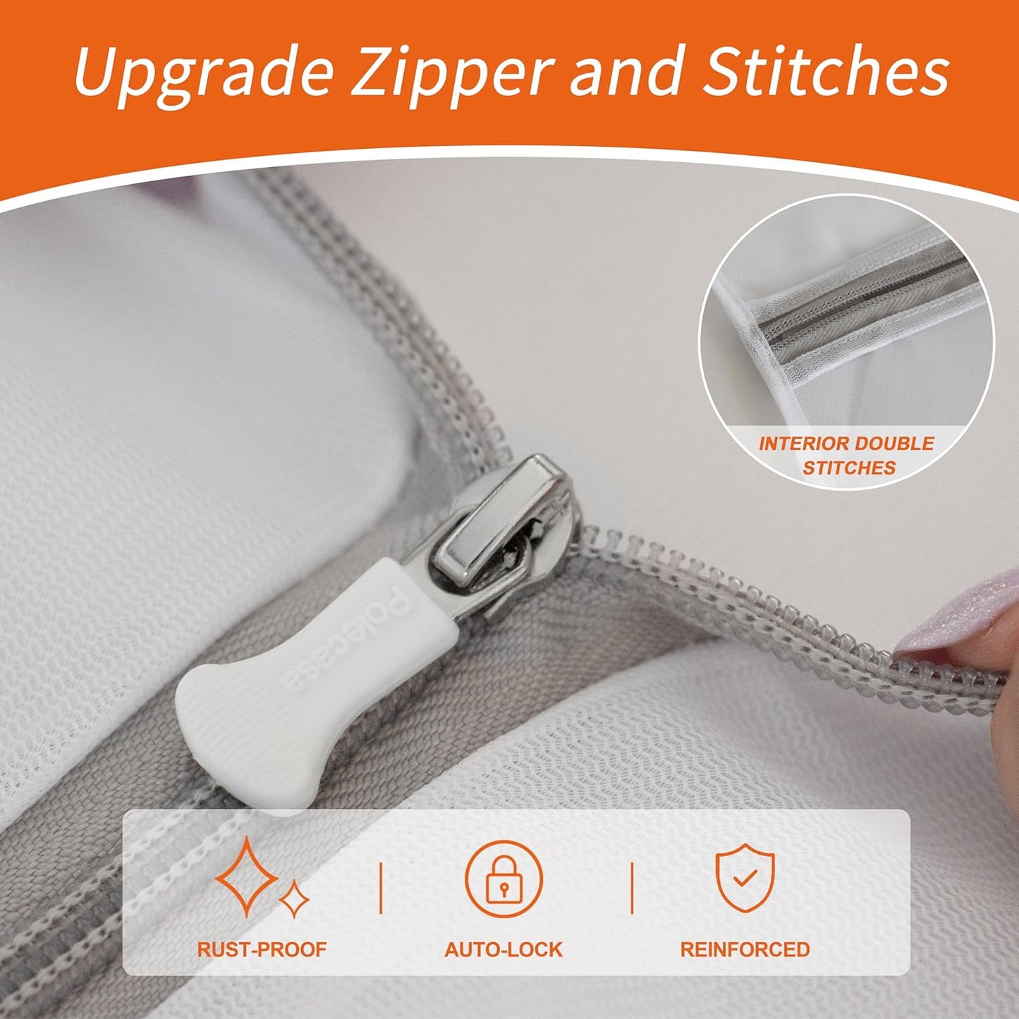 Polecasa Mesh Laundry Bags 3 Pack (Large, Medium, Small) | Durable Zipper, For Delicates, Lingerie, Bras, Underwear, Protect Garments in Washing Machine