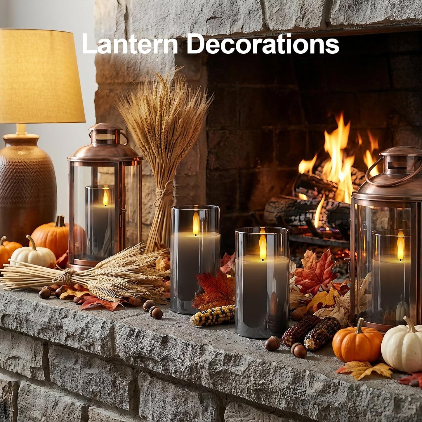 5plots Glass Battery Operated White Flameless Candles with Remote Timer, 3D Wick Real Wax Pillar Led Candles Warm Flickering Light for Indoor Home, Halloween, Christmas Decor, Set of 3, D3 x H4 5" 6"