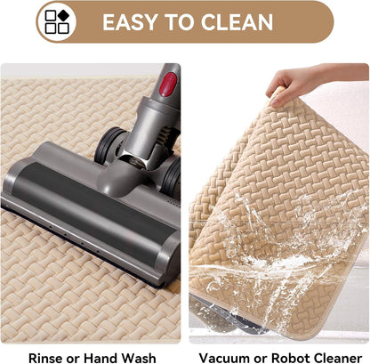 YDKGL Bathroom Rugs Non Slip, Super Absorbent Quick Dry Bath Mats for Bathroom, Foam Weave Texture Thin Bath Rugs Washable with Rubber Backing Fit Under Door Outside Shower,16" x 24“