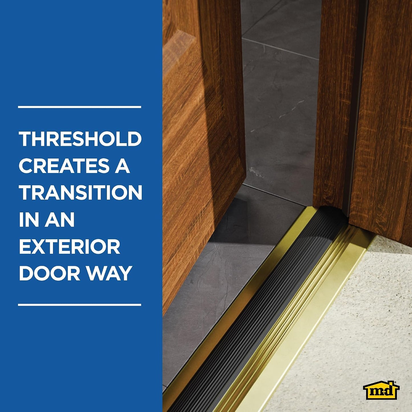 M-D Building Products 08102 3-3/4 in. x 3/4 in. x 36 in. Silver Aluminum and Vinyl Heavy-Duty Low-Profile Threshold