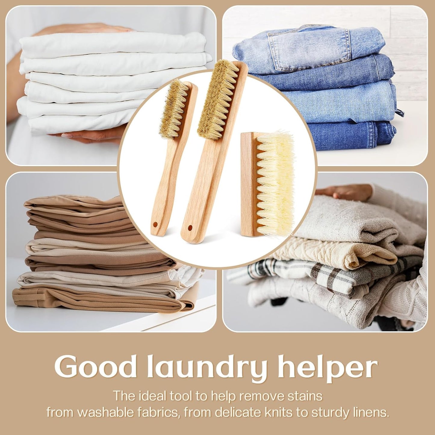 3 Pcs Wood Laundry Stain Brush Stain Remover Brushes with Boar Bristle Small Stain Brush for Clothes for Scrubbing Stains from Furniture Fabric Leather(3 Pcs C)