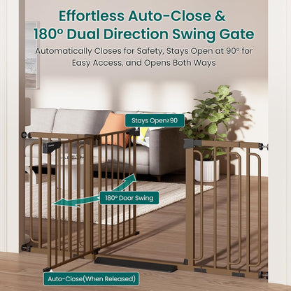 Cumbor 30-46" Baby Gate for Stairs, Mom's Choice Awards Winner-Auto Close Dog Gate for The House, Gifts for Mom, Easy Install Pressure Mounted Pet Gates for Doorways, Black
