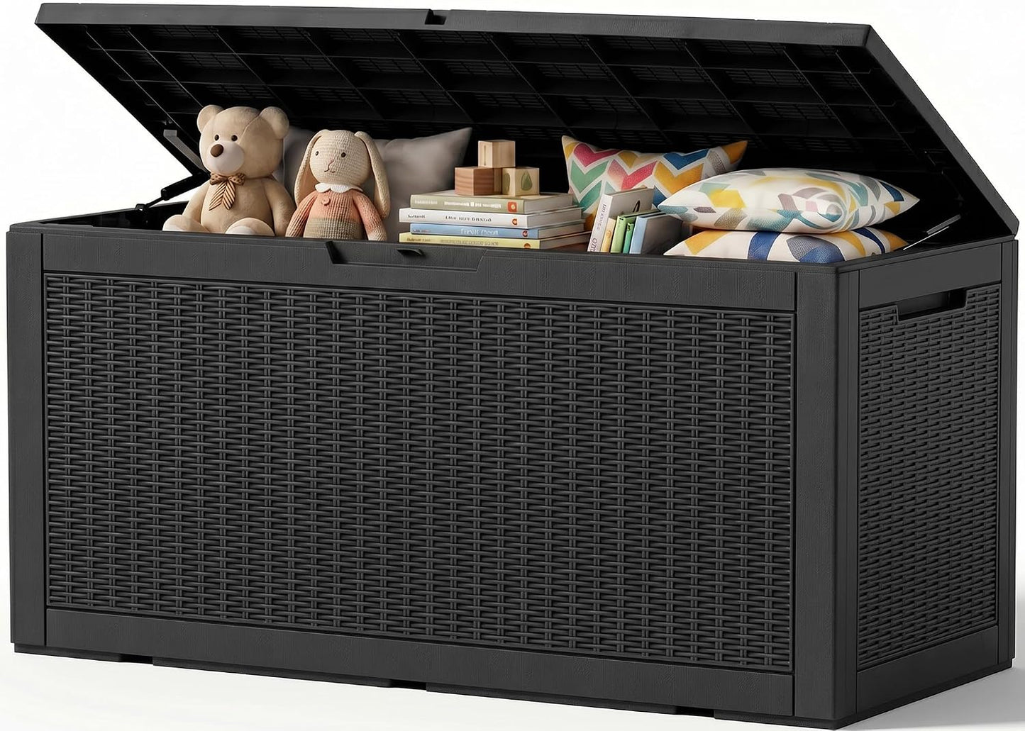 Outdoor Storage Box,38 Gallon Resin Deck Box,Waterproof & UV Resistant Lockable Package Delivery Bin,Toy Cabinet for Indoor & Outdoor