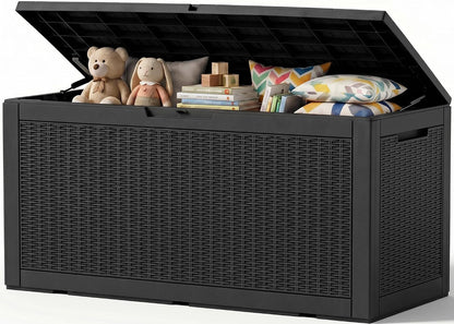 Outdoor Storage Box,38 Gallon Resin Deck Box,Waterproof & UV Resistant Lockable Package Delivery Bin,Toy Cabinet for Indoor & Outdoor
