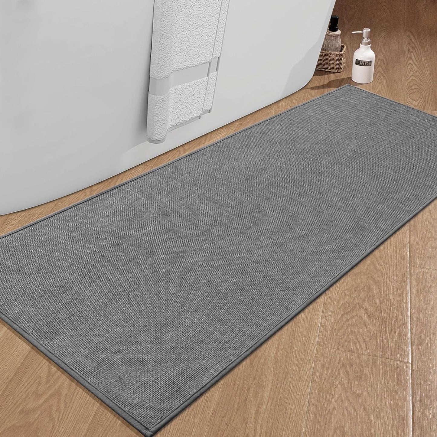 chakme Bathroom Rugs Mat 24x17, Ultra Thin Non Slip Bath Mat Small Quick Dry Absorbent Bath Mat for Bathroom Floor, (Dark Beige, 24"x17")