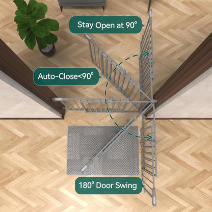 Babelio Baby Gate for Stairs, Kitchen & Doorways, No Bottom Bar| One-Handed Operation| Auto-Close| Hardware Mount (Drill Needed) Safety Dog/Pet Gate (Black - B17, 26-43" W, 28" H)