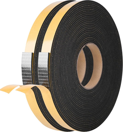 Kikerike Self Adhesive Foam Tape Weatherstrip 1/2In x 1/4In x 16.5Ft High Density Foam Insulation Strips Seal Weather Stripping with Strong Adhesive for Door and Window Sound Isolation Soundproofing