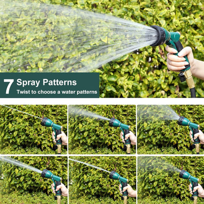 FANHAO Garden Hose Nozzle Sprayer Heavy Duty, 100% Metal Spray Nozzle High Pressure Water Hose Nozzle with 7 Patterns for Watering Garden, Washing Cars and Showering Pets
