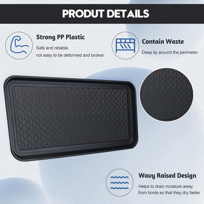 6 Pcs Multi Purpose Boot Tray Waterproof Shoe Mat Tray Indoor Outdoor PET Feeding Mat for Dog Cat Food Bowl Floor Protection with Anti Slip Floor Clean (Black, 30 x 15 x 1.2 inch)