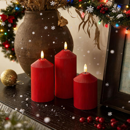 LUSHARBOR Flameless Candles with Remote, 3 Pack Battery Operated Candles Flickering Real Wax LED Fake Pillar Candles with Timer for Wedding Home Party, White