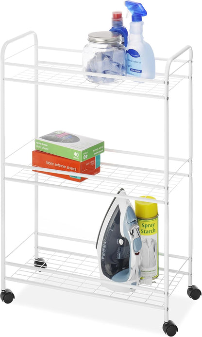 Whitmor Slim Rolling Household Cart - White 30.50 x 9.25 x 20.75