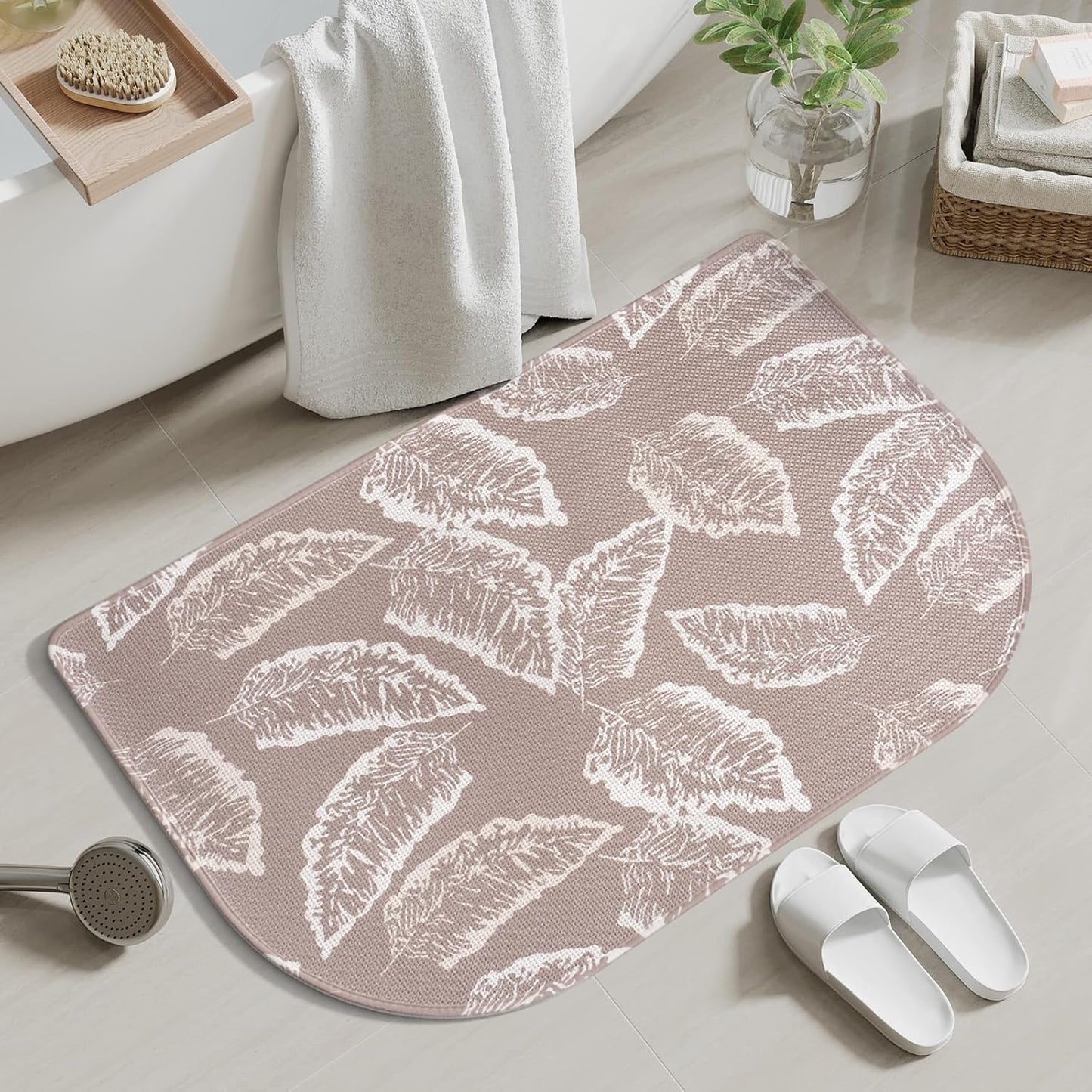 YDKGL Ultra Thin Bathroom Rugs Mat Quick Dry Absorbent Non Slip Bath Mat Bath Mats for Bathtub Mat Bathroom Carpet Fit Under Door Washable Floor Rubber Half Round Bath Rugs Grey 16x24