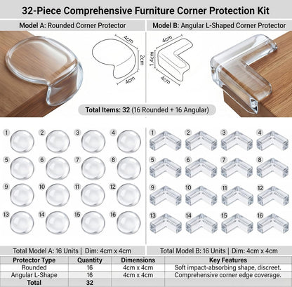 Extra Large & Ultra-Safe Baby Corner Protector Guards - 16-Piece Transparent Table Corner Protectors for Furniture, Super Strong Adhesive, Easy to Install Child Safety Set (Transparent, L-Shaped)