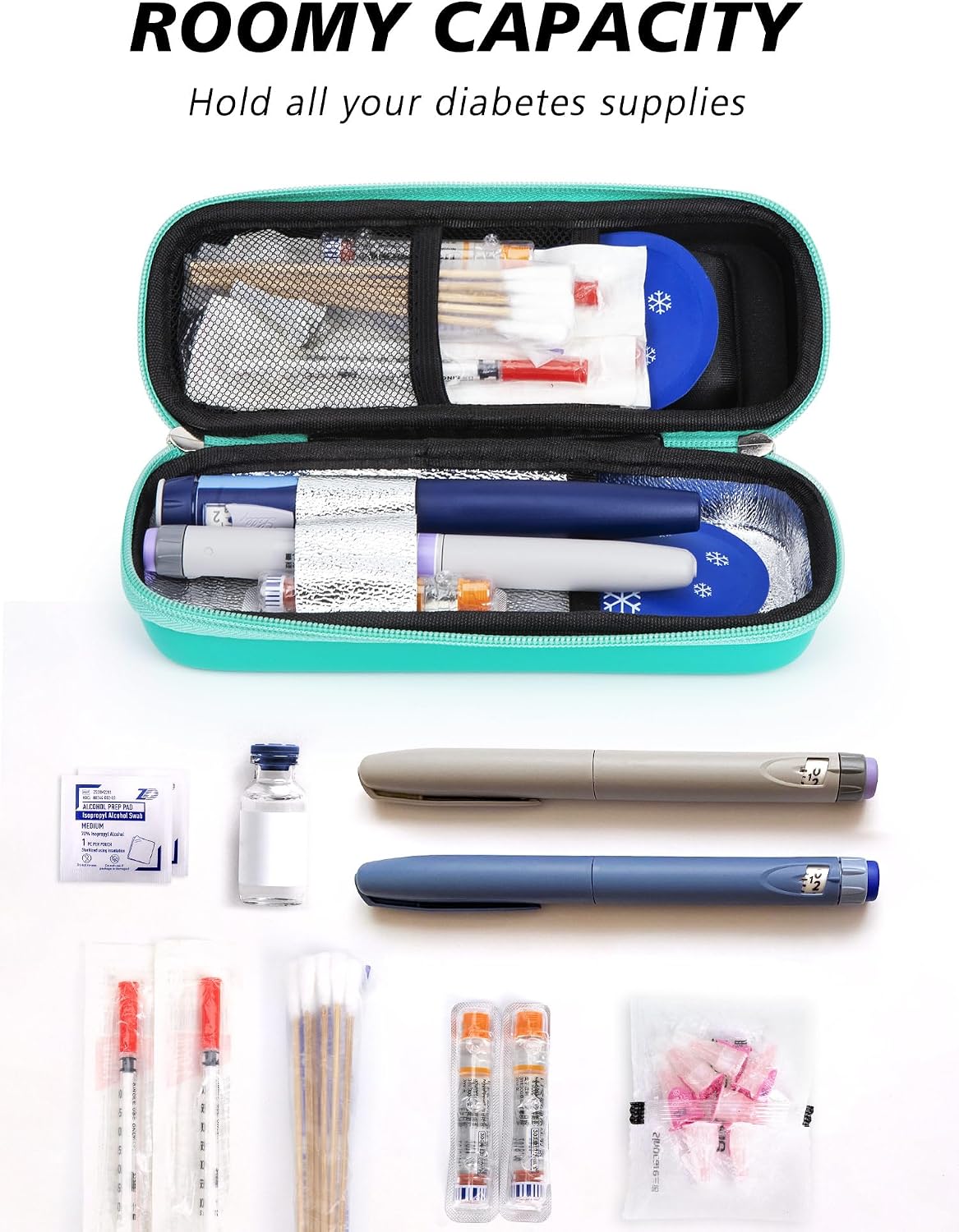 YOUSHARES Insulin Cooler Travel Case with Temperature Display - Refrigerated Medicine Cooling Bag with 2 TSA Approved Ice Pack, Medication Pen Diabetic Supplies Organizer for Trip and Daily