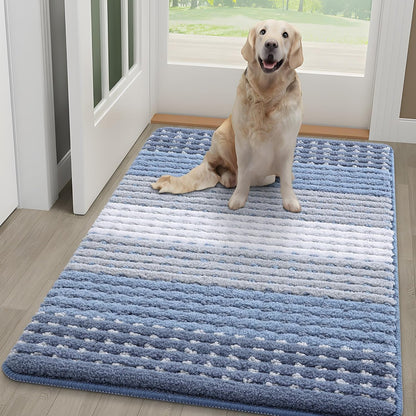 Kitinjoy Indoor Outdoor Door Mat, 32x20 Non-Slip Absorbent Dirt Trapper, Low-Profile Washable Inside Entrance Front Floor Mat, Sturdy Soft Entry Doormats for Entryway, Grey