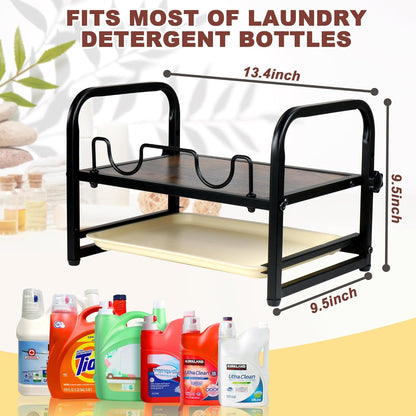 Laundry Detergent Holder & Laundry Detergent Soap Dispenser - Liquid Laundry Detergent Organizer with Drip Tray & Adjustable Tilting Board, for Laundry Room Organization and Storage,Black