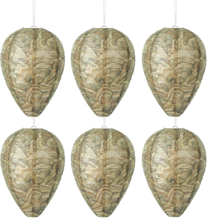 DECYOOL 6 Pack Paper Fake Wasp Nests Decoys for Yellow Jackets and Wasps | ﻿ Oversized Paper Build, Eaves/Garbage/Pool Areas, Territorial Hive Mimicry, Hanging Design,Easy Mount