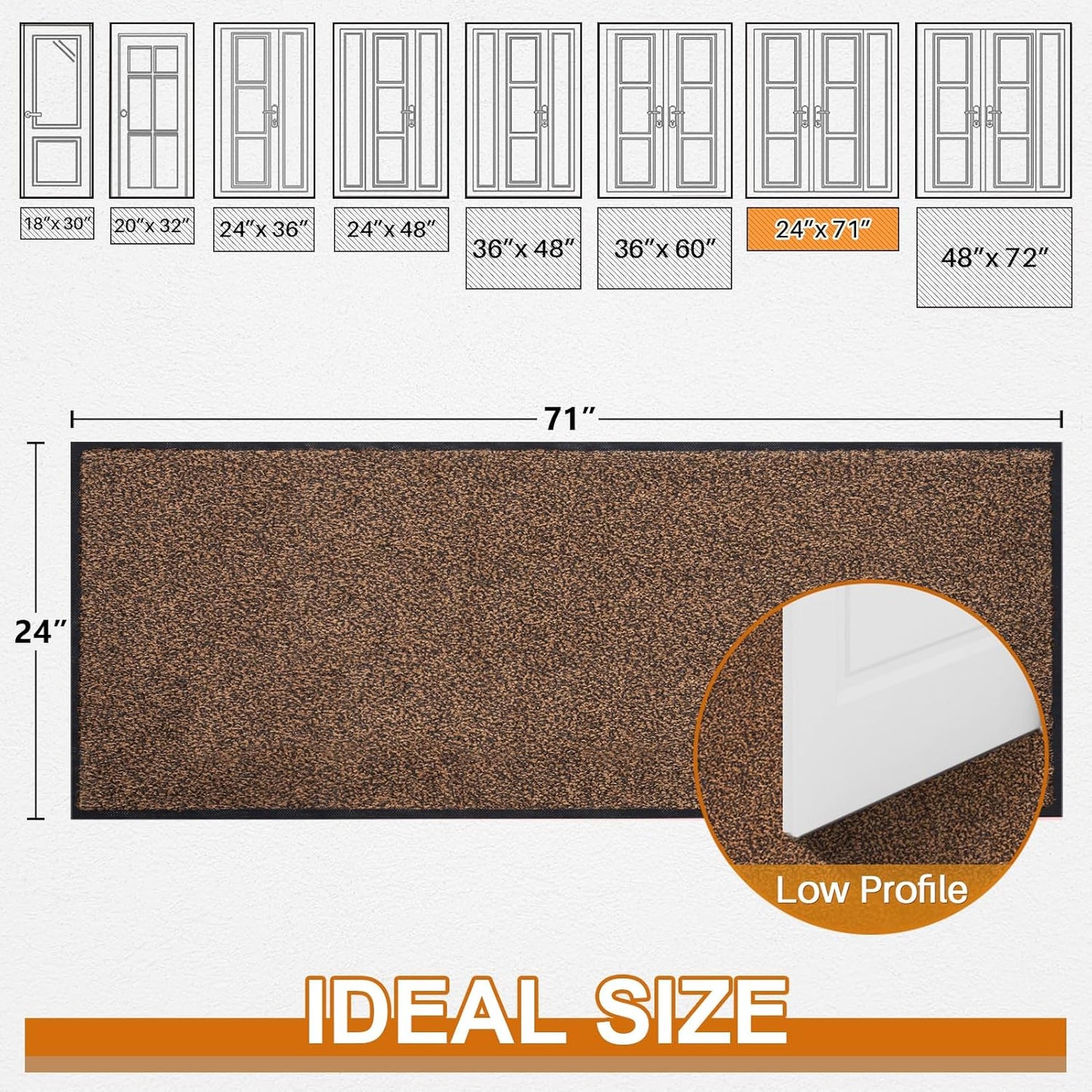 Mibao Front Door Mat, Dirt Trapper Welcome Mat for Outdoor Indoor, Non-Slip Waterproof Doormat, Durable Machine Washable Low Profile Entry Rug for Back Door Outside Patio Porch, 29.5" x 17", Grey