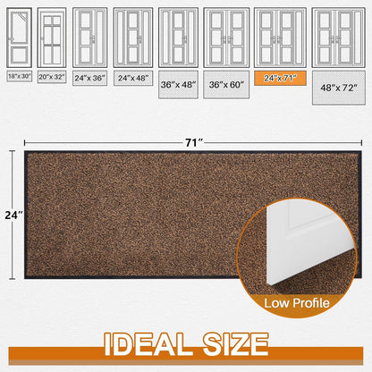 Mibao Front Door Mat, Dirt Trapper Welcome Mat for Outdoor Indoor, Non-Slip Waterproof Doormat, Durable Machine Washable Low Profile Entry Rug for Back Door Outside Patio Porch, 29.5" x 17", Grey