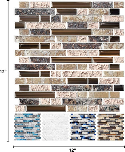 STICKGOO Thicker Design Peel and Stick, Self Adhesive Stick On Tile Backsplash for Kitchen and Bathroom, Beige & White, 12”×12”, 10 Sheets
