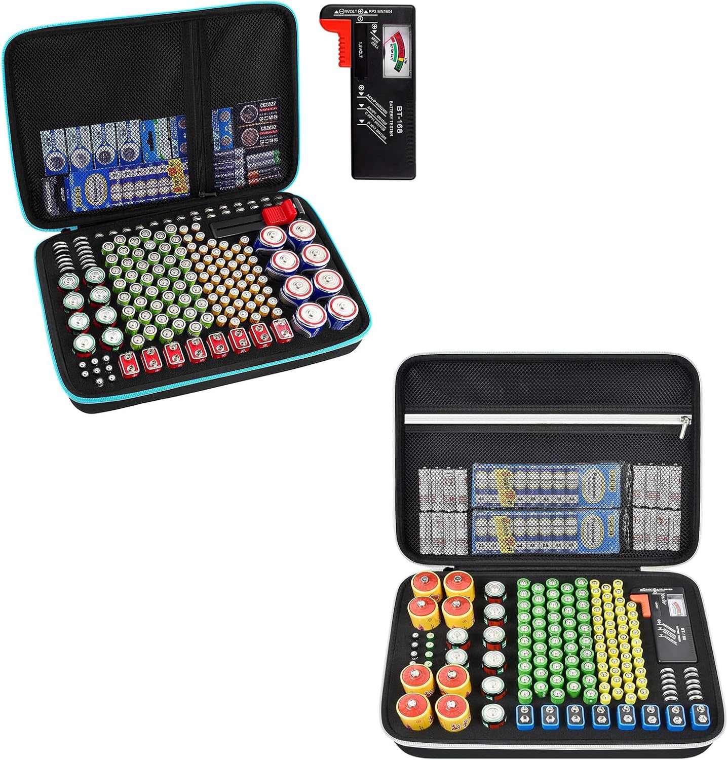 PAIYULE Battery Organizer Storage Case Box with Tester Checker 220+ Batteries Holder Bag fits for AA AAA AAAA 9V C D Lithium 3V LR44 1.5V CR1632 CR2032 Home Garage Container