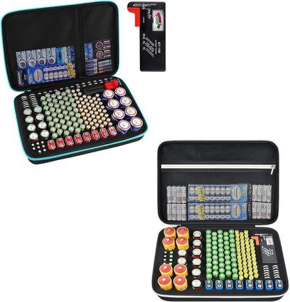 PAIYULE Battery Organizer Storage Case Box with Tester Checker 220+ Batteries Holder Bag fits for AA AAA AAAA 9V C D Lithium 3V LR44 1.5V CR1632 CR2032 Home Garage Container