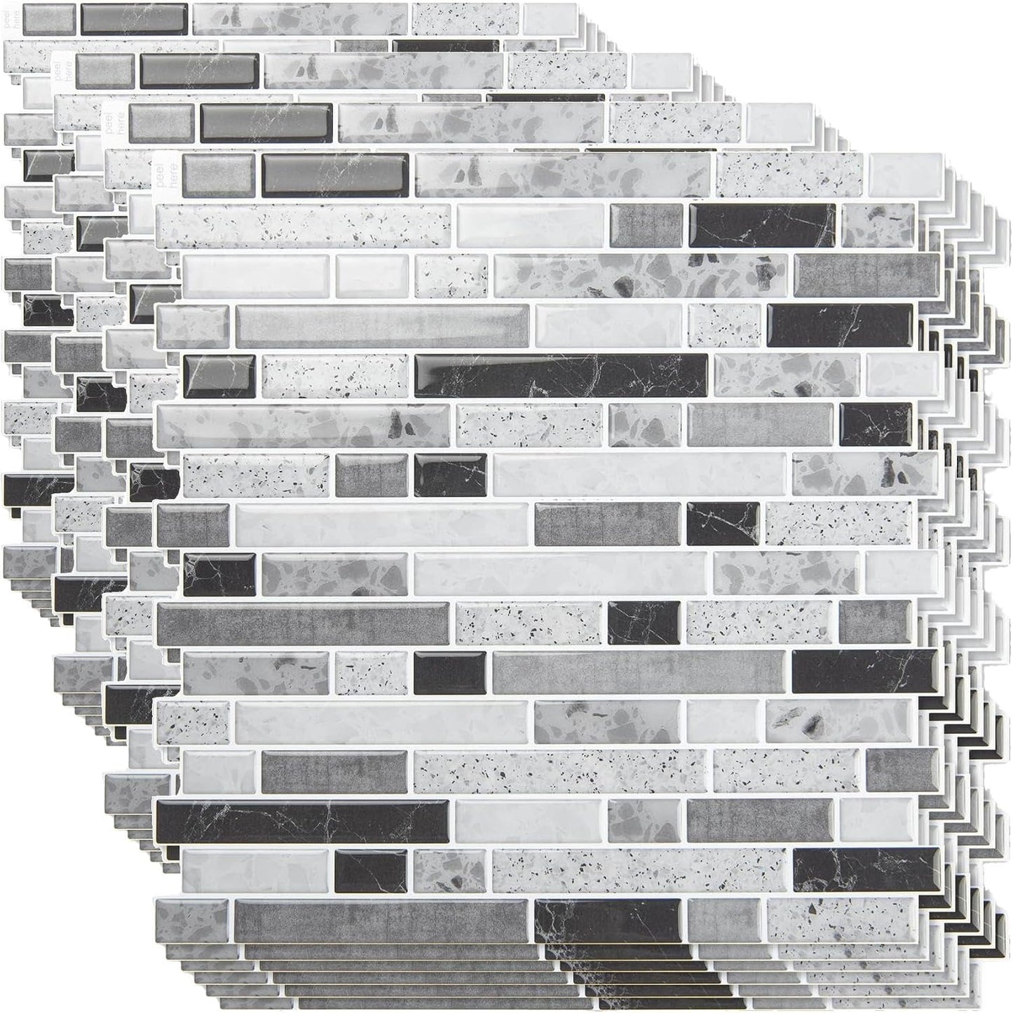 Art3d 10-Sheet Heavy-Duty Peel and Stick Backsplash, Waterproof Wall Tiles Stick on Kitchen Backsplash Living Space, Beige & White