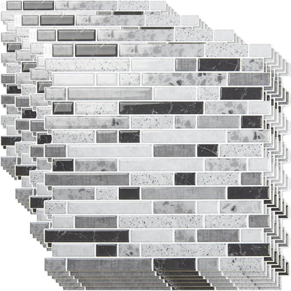 Art3d 10-Sheet Heavy-Duty Peel and Stick Backsplash, Waterproof Wall Tiles Stick on Kitchen Backsplash Living Space, Beige & White
