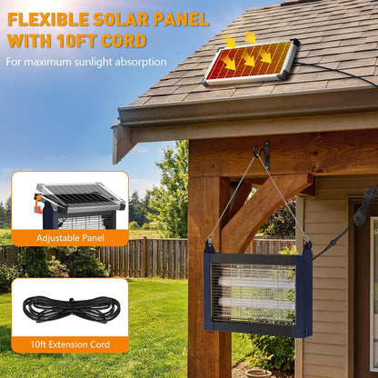 Solar Bug Zapper Outdoor, 4500V Solar Mosquito Zapper for Outdoor & Indoor, 1/2 Acre Coverage Cordless Rechargeable Electric Fly Zapper, IPX5 Waterproof Mosquito Traps for Backyard, Patio, Camping