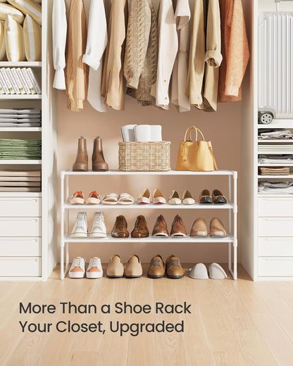 SONGMICS Shoe Rack, 6-Tier Shoe Organizer, Metal Storage Shelf, Upright or Upside Down, for 24-30 Pairs, Stackable, for Entryway, 11.8 x 36.2 x 42.7 Inches, Black ULSA306BH01