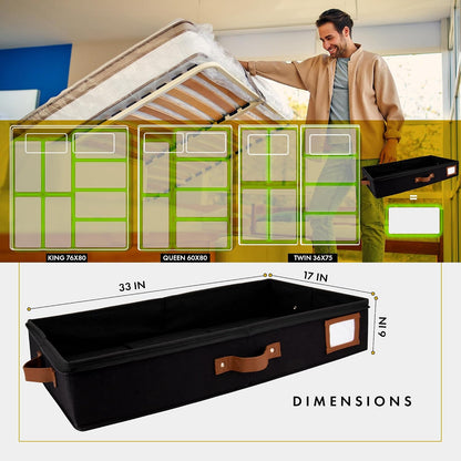 HOMELUX THEORY 2pc Low Profile Under Bed Storage Containers, Thin Under Couch Storage Organizer with Bins & Lids, Underbed Storage Box Ideal for Seasonal Clothes, Blankets, Fabric & Shoes (Ivory)