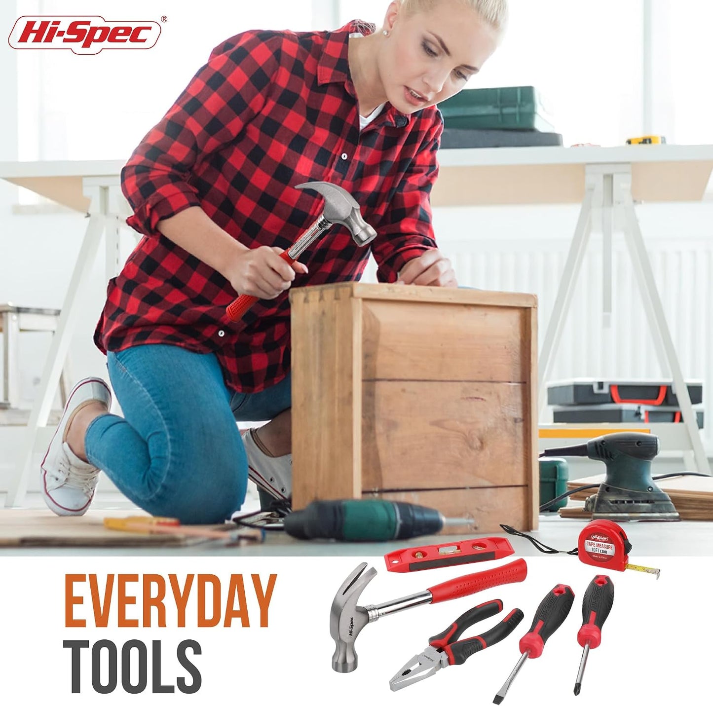 Hi-Spec Tool Kit Yellow 20pc. Small Tool Kit for Home DIY & Office Repairs. Compact and Lightweight Essential Tools in a Portable Book-Sized case.