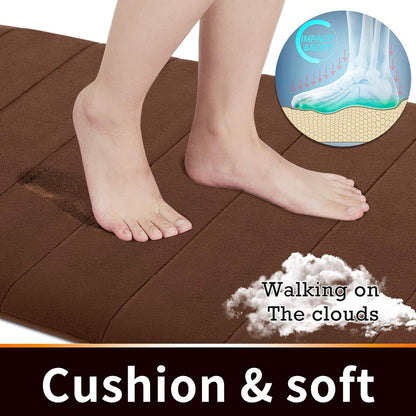 Yimobra Memory Foam Bath Mat, Super Soft Absorbent Bathroom Rug Non Slip, Quick Dry, Machine Washable Floor Carpet for Tub Shower, Home Decor Accessories, 24x17, Grey