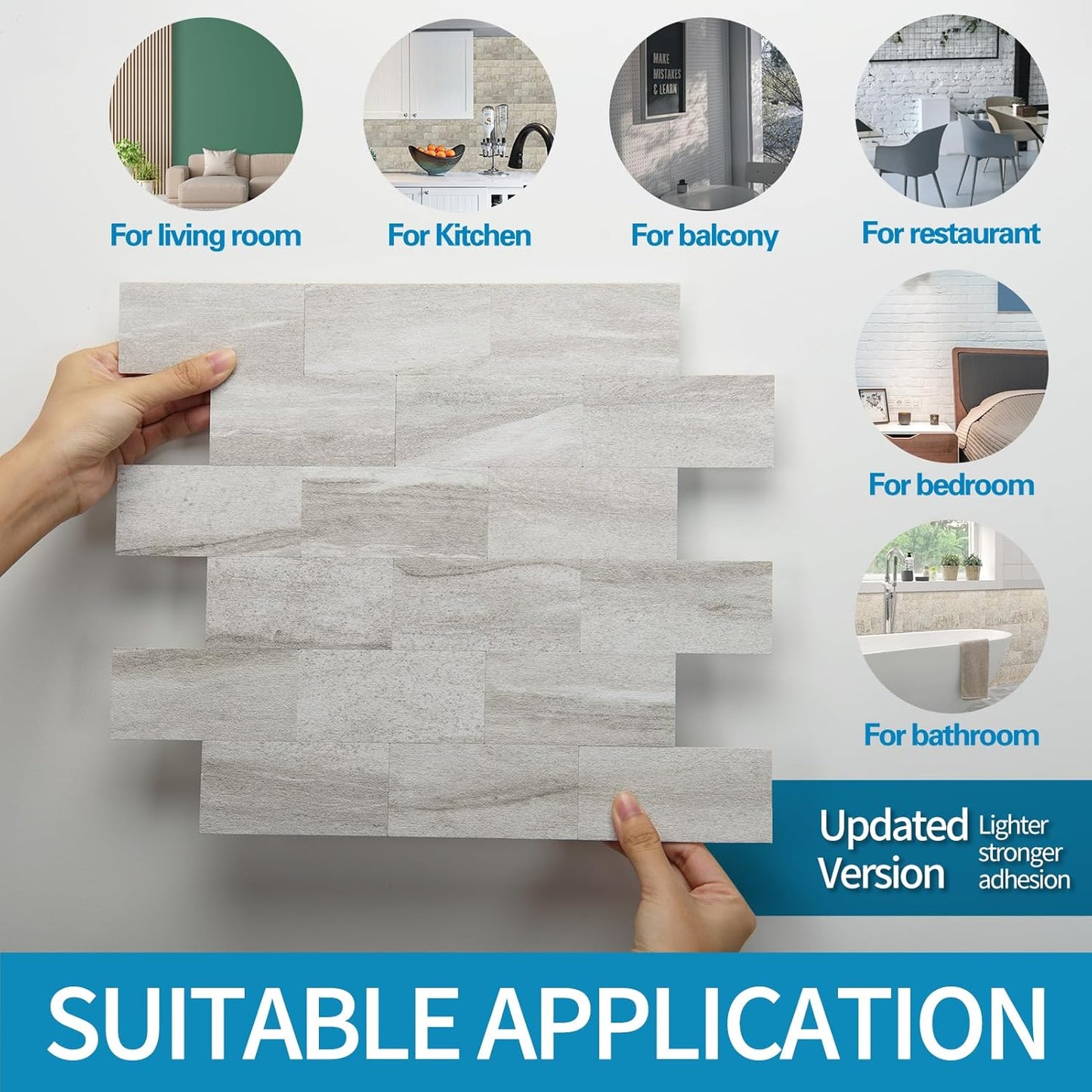 Art3d 10-Pack Peel and Stick Wall Tile for Backsplash, Stick on Stone Tile for Kitchen Bathroom Fireplace Vanitity in Stone Beige