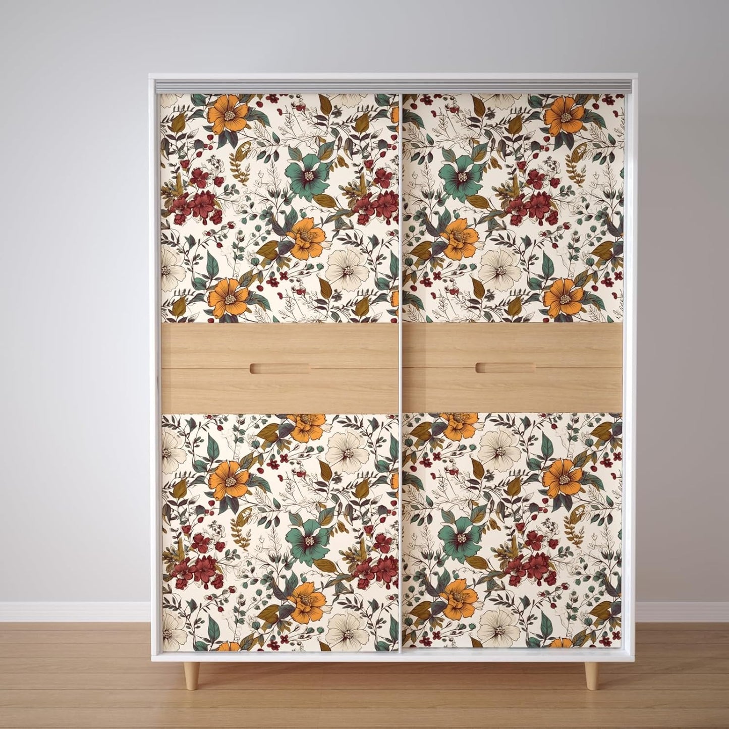 Danodoi Yellow Floral Wallpaper Peel and Stick Vinyl Wallpaper Stick and Peel Colorful Contact Paper for Cabinets Waterproof Self Adhesive Wall Paper for Kitchen Countertop Wall 17.5" x 118"