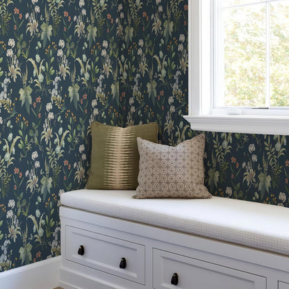 Simon&Siff Vintage Wallpaper Peel and Stick Beige Floral Contact Paper Wildflowers Botanical Wall Paper Removable Renter Friendly Wallpaper 17.3in x 9.8ft
