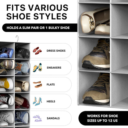 Simple Houseware 20 Section Shelves Hanging Shoes Organizer Holder for Closet, Gray