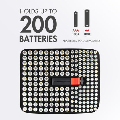 Tenergy Battery Organizer Storage Case with Battery Tester, Holds 60 Batteries AA AAA C D 9V (Batteries not Included)