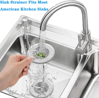 2 Pack 4.5 Inch Stainless Steel Sink Strainer Basket - 304 Stainless Steel Kitchen Sink Drain Filter, Universal Sink Mesh Basket, Hair Catcher, Food Waste Strainer, for Most Sinks