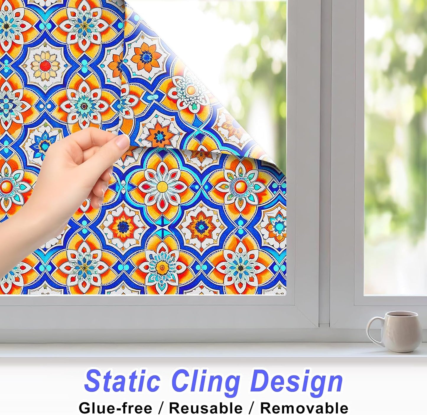 SOMWISE Frosted Glass Window Film, Heat Insulation, UV Block, Anti-Glare, One Way Privacy Tint, Static Cling for Home Bathroom Door, Renter Friendly, Day & Night Privacy