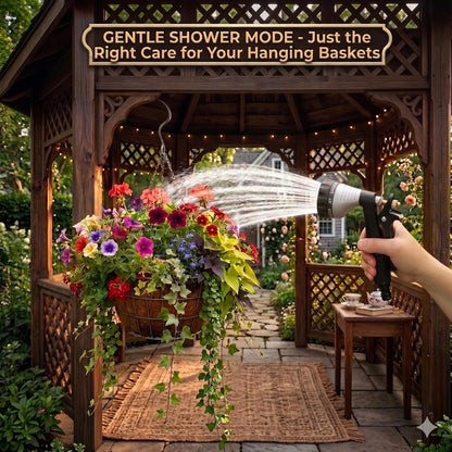 GREEN MOUNT Water Hose Nozzle Spray Nozzle, Metal Garden Hose Nozzle with Adjustable Spray Patterns, Perfect for Watering Plants, Washing Cars and Showering Dogs & Pets