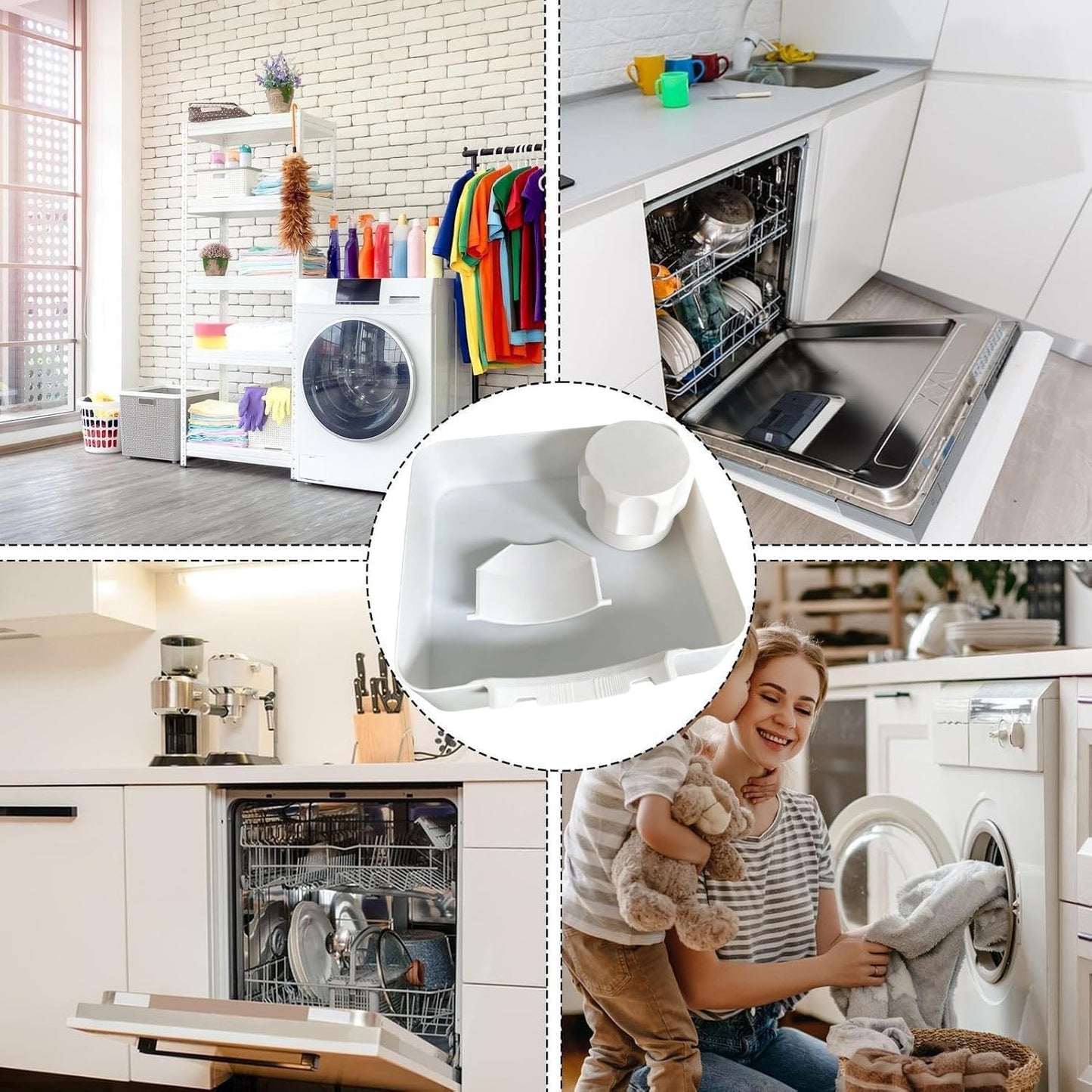 Washer Drip Pan, Universal Front-Load Washing Machine Drain Pan, Washing Machine Drainage Tray, Leak-Proof Easy Install Drain Funnel Water Catch Tray, Protect Floors Stay Dry, Stop Leaks (1PC)