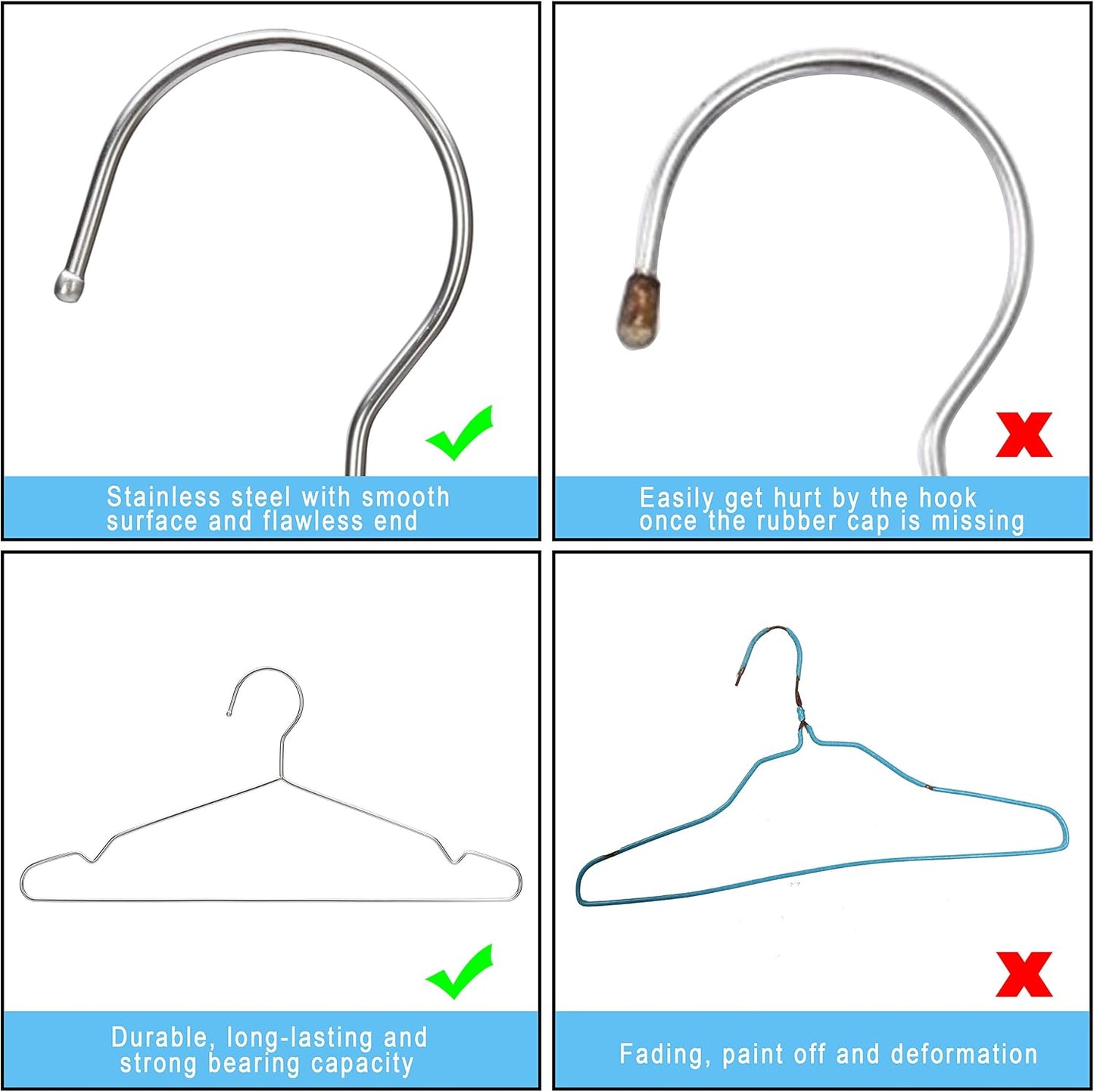 Seropy 30 Pack Metal Clothes Hangers and Clothes Drying Rack with 10 Clips(6 Pack) Stainless Steel Coat Hangers with Anti-Slip Notch, 16.5 Inch