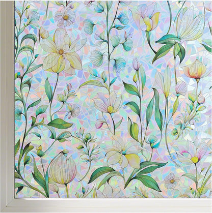 Finnez Window Privacy Film 3D Static Cling Window Film, No Glue Heat Control & 96% UV Blocking for Home Office, Decorative Frosted Glass Cover 17.5 Inch x 6.5 Feet