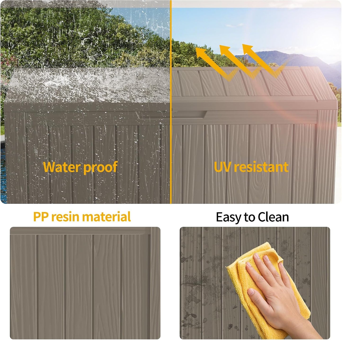 150 Gallon Waterproof Outdoor Storage Box,Resin Deck Box,Lockable Outside Storage Box Container for Patio Furniure,Garden,Tools (150 Gallon,Black)