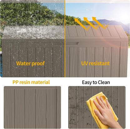 150 Gallon Waterproof Outdoor Storage Box,Resin Deck Box,Lockable Outside Storage Box Container for Patio Furniure,Garden,Tools (150 Gallon,Black)